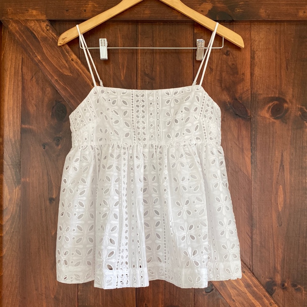 NWT white eyelet camisole top, J Crew, x small